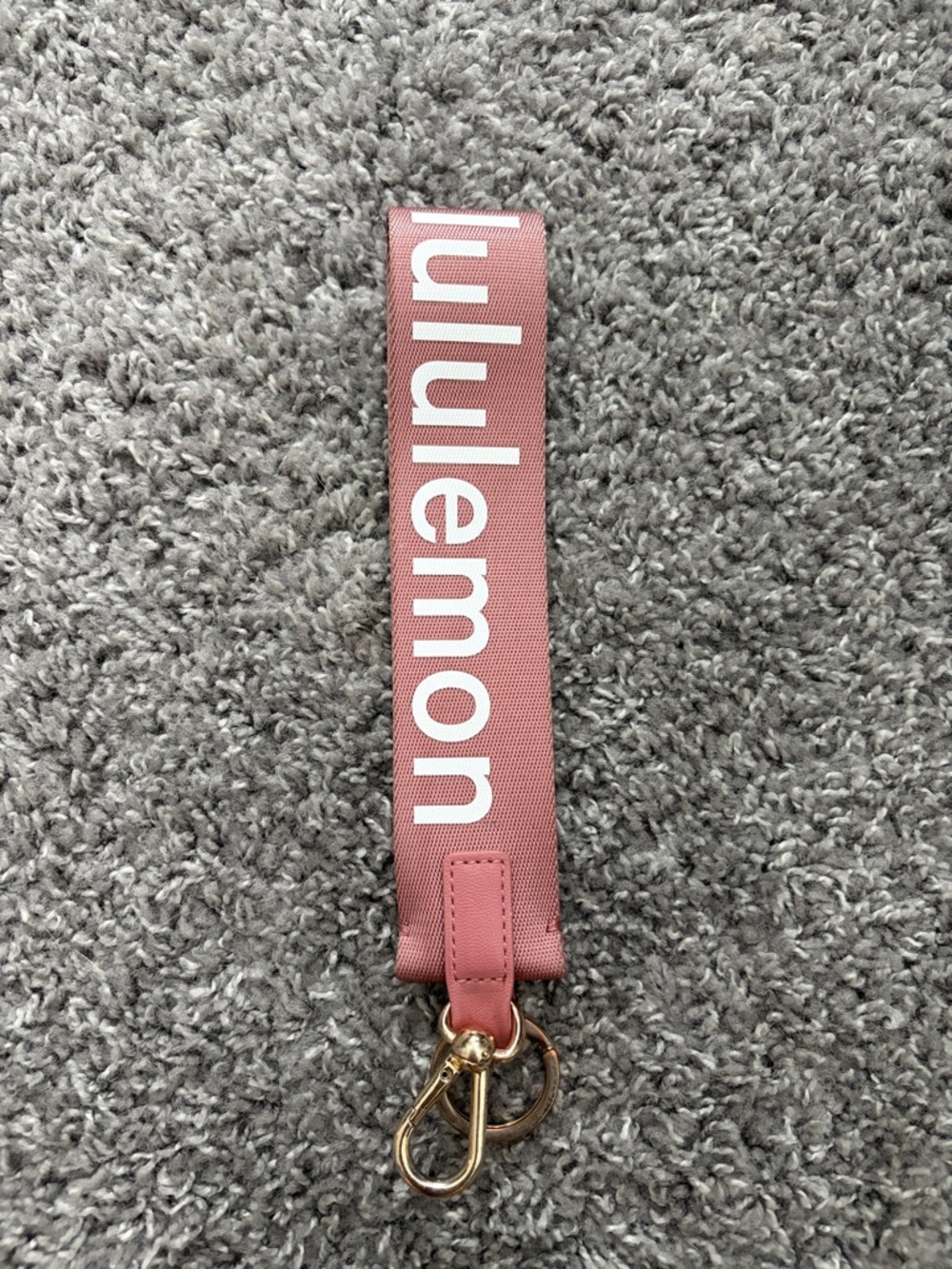 lululemon athletica Dusty Rose Logo Wristlet Key Strap with Gold Hardware